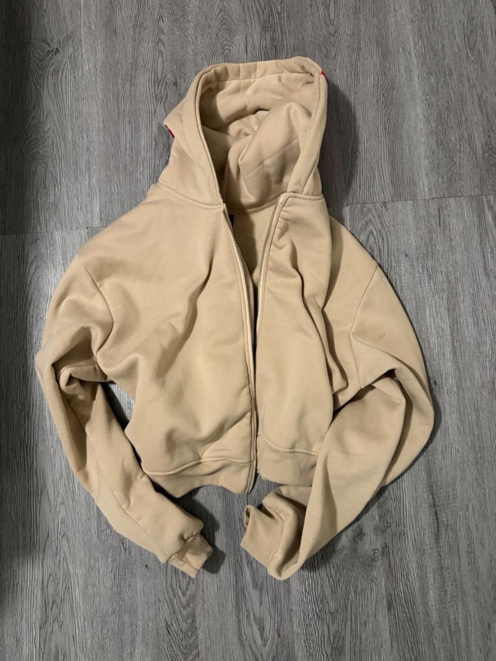 Men's Beige Zip Bomber Hoodie Jacket